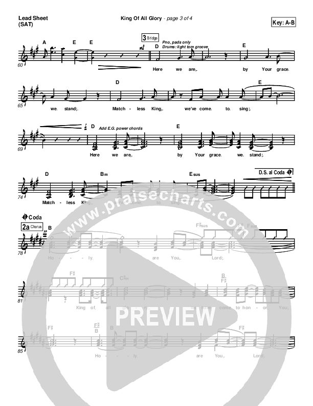 King Of All Glory Lead Sheet (New Life Worship)