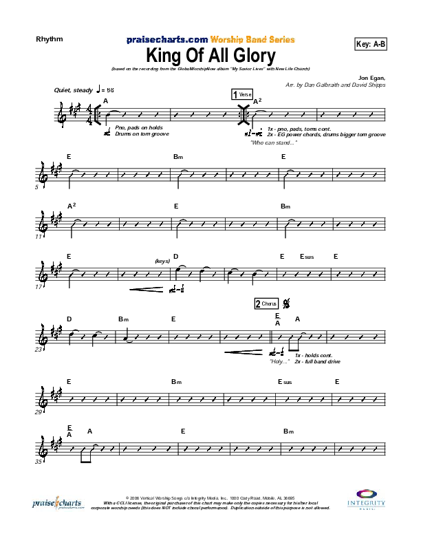 King Of All Glory Rhythm Chart (New Life Worship)