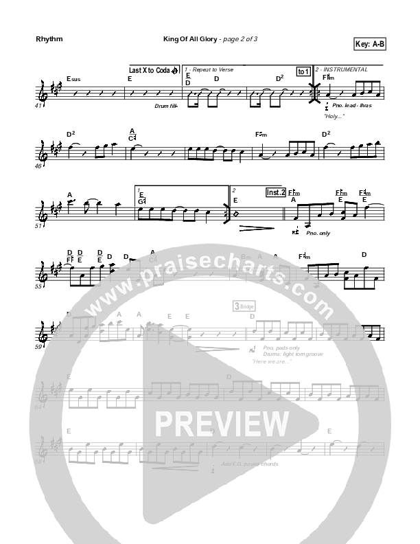 King Of All Glory Rhythm Chart (New Life Worship)