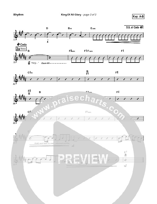 King Of All Glory Rhythm Chart (New Life Worship)