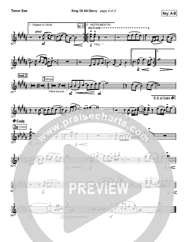 King Of All Glory Tenor Sax 2 (New Life Worship)