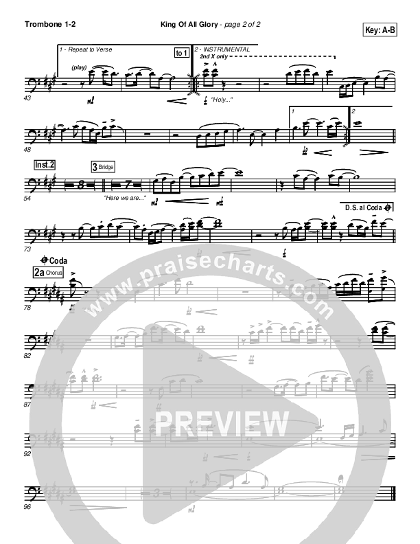 King Of All Glory Trombone 1/2 (New Life Worship)