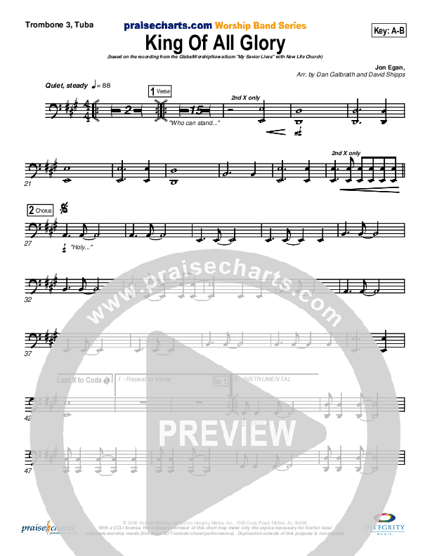 King Of All Glory Trombone 3/Tuba (New Life Worship)