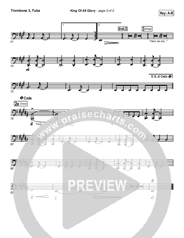 King Of All Glory Trombone 3/Tuba (New Life Worship)