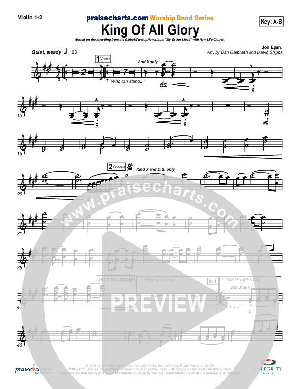 King Of All Glory Violin 1/2 (New Life Worship)