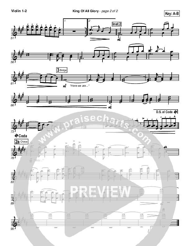 King Of All Glory Violin 1/2 (New Life Worship)