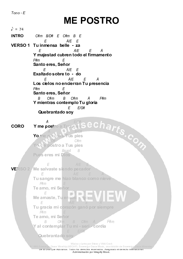 Me Postro (I Bow Down) Chords & Lyrics (Sovereign Grace)