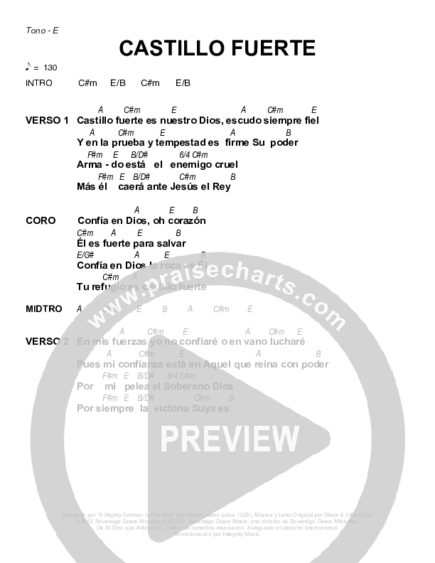 Castillo Fuerte (Mighty Fortress) Chords & Lyrics (Sovereign Grace)