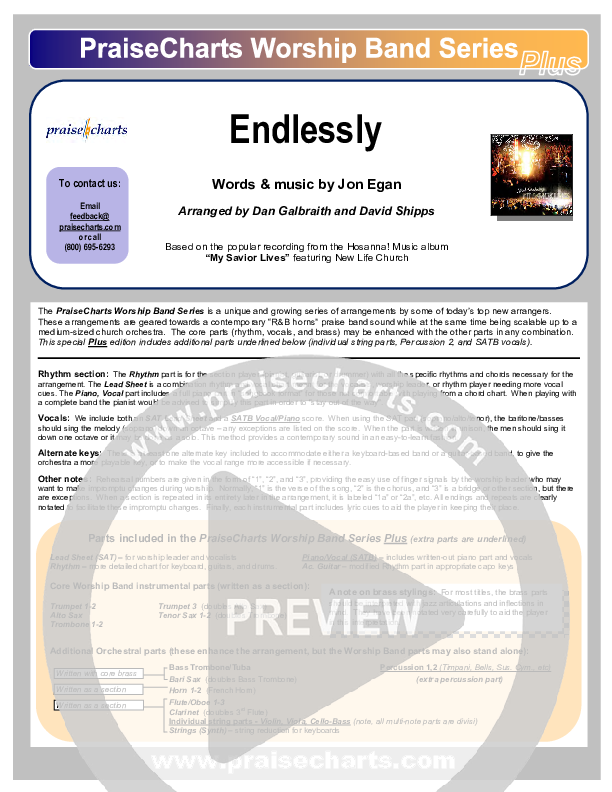 Endlessly Cover Sheet (New Life Worship)