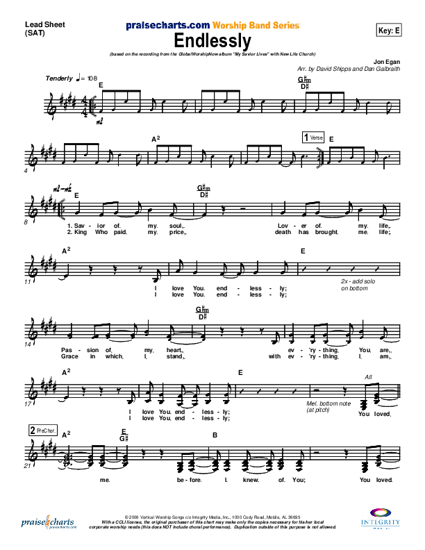 Endlessly Lead Sheet (New Life Worship)