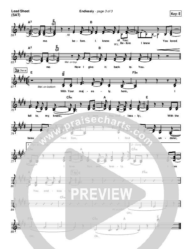 Endlessly Lead Sheet (New Life Worship)