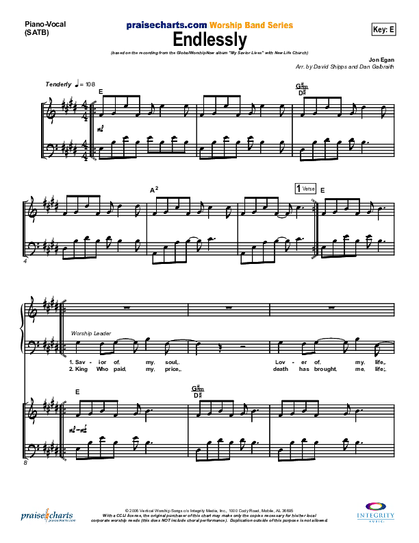 Endlessly Piano/Vocal & Lead (New Life Worship)