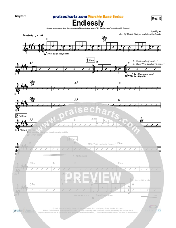 Endlessly Rhythm Chart (New Life Worship)