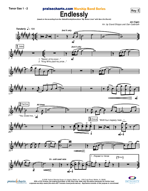 Endlessly Tenor Sax 1/2 (New Life Worship)