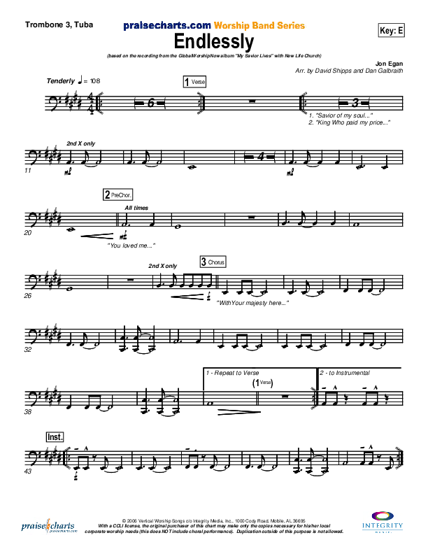 Endlessly Trombone 3/Tuba (New Life Worship)