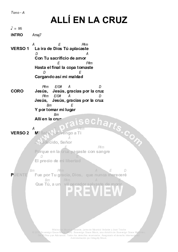 Alli En La Cruz Chords & Lyrics (Sovereign Grace)