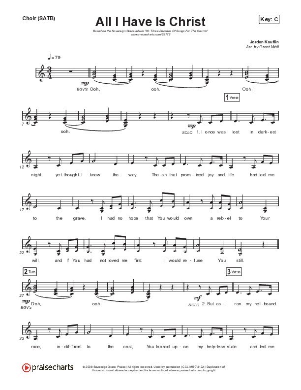 All I Have Is Christ Choir Sheet (SATB) (Sovereign Grace / Paul Baloche)