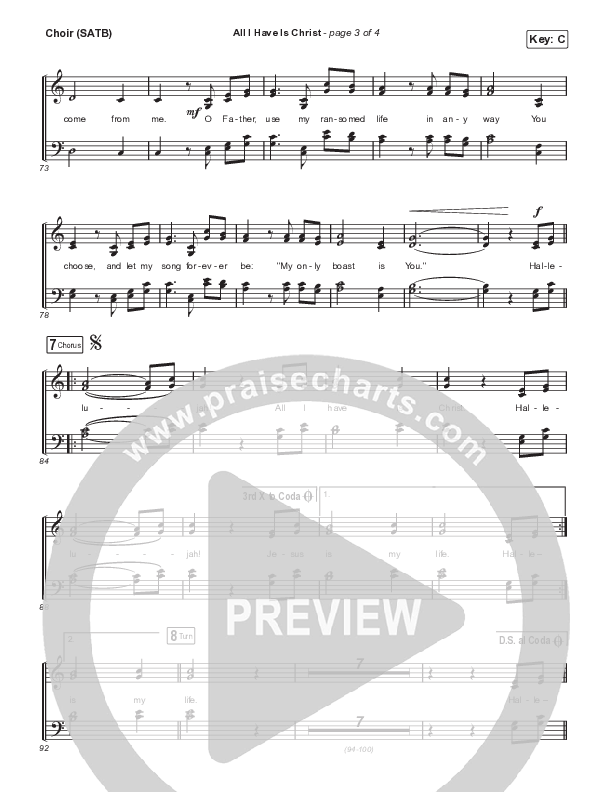 All I Have Is Christ Choir Sheet (SATB) (Sovereign Grace / Paul Baloche)