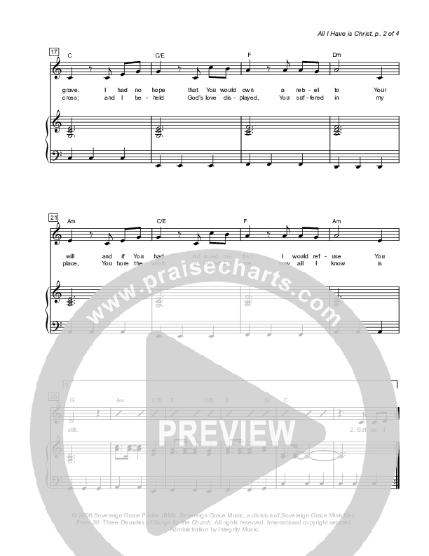 All I Have Is Christ Piano/Vocal (Sovereign Grace / Paul Baloche)