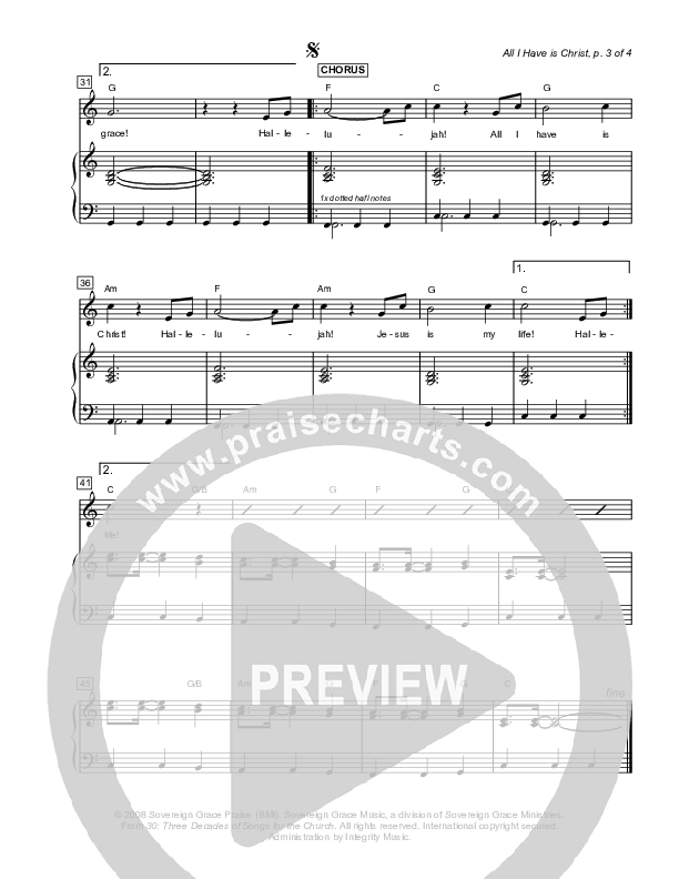 All I Have Is Christ Piano/Vocal (Sovereign Grace / Paul Baloche)