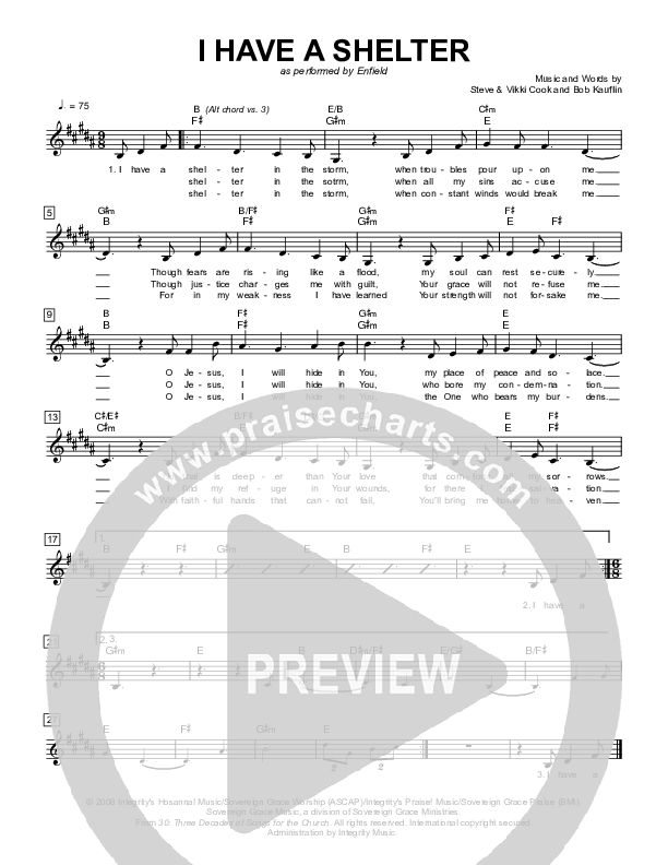 I Have A Shelter Lead Sheet (Sovereign Grace / Enfield)