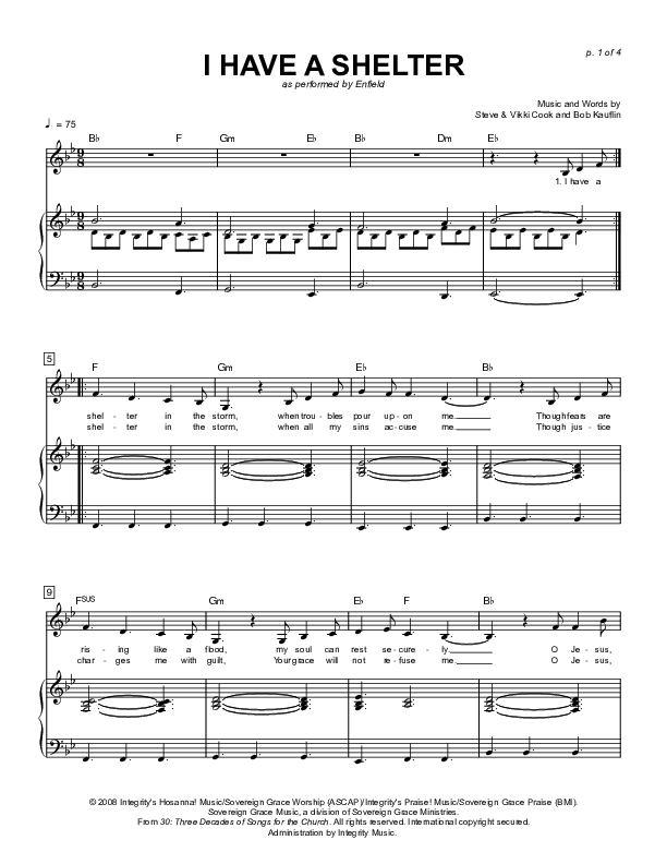 I Have A Shelter Piano/Vocal (Sovereign Grace / Enfield)