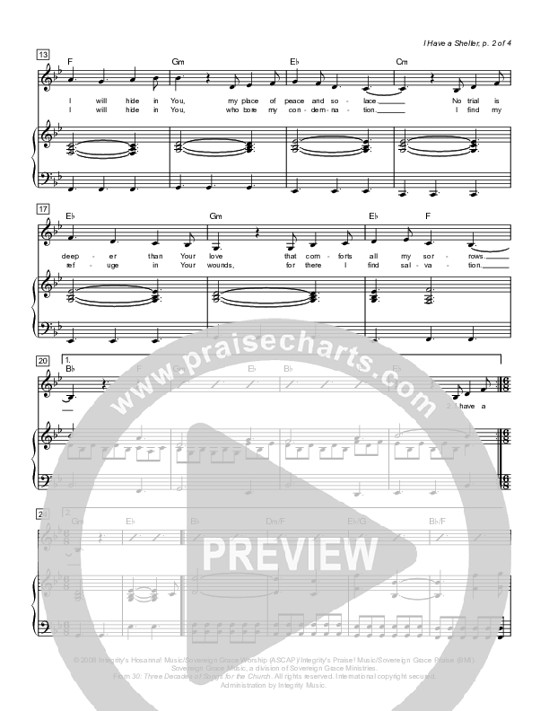 I Have A Shelter Piano/Vocal (Sovereign Grace / Enfield)