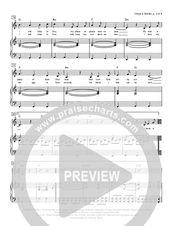 I Have A Shelter Lead & Piano (Sovereign Grace / Enfield)