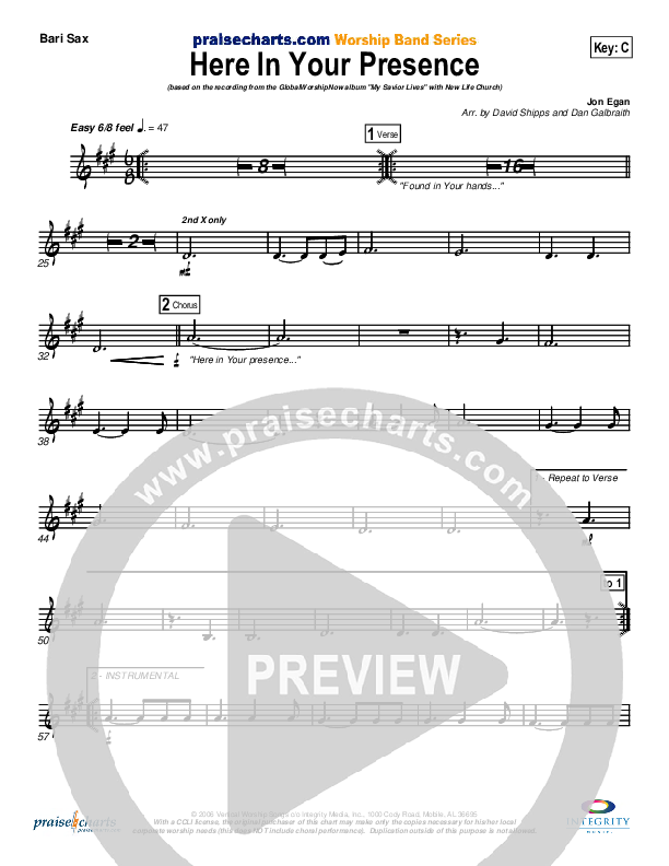 Here In Your Presence Bari Sax (New Life Worship)