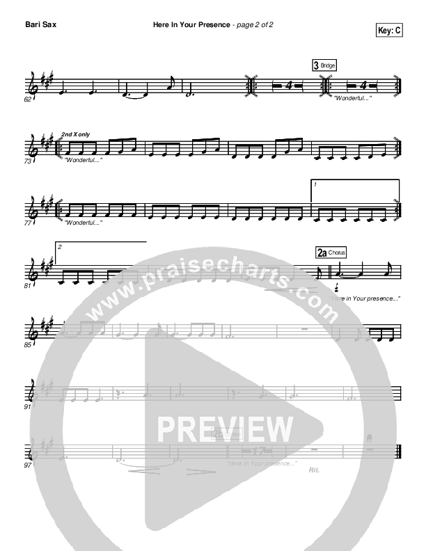 Here In Your Presence Bari Sax (New Life Worship)