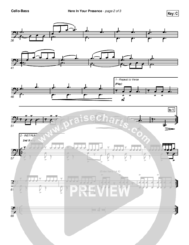 Here In Your Presence Cello/Bass (New Life Worship)