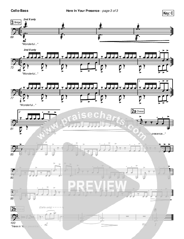Here In Your Presence Cello/Bass (New Life Worship)