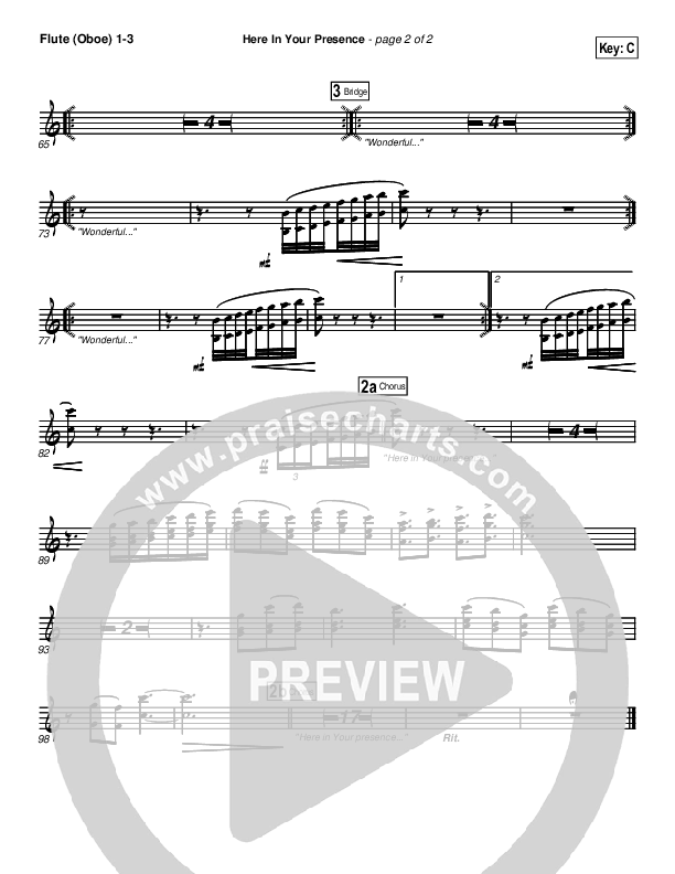 Here In Your Presence Flute/Oboe 1/2/3 (New Life Worship)