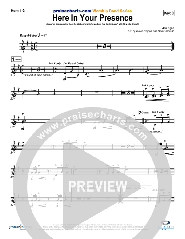 Here In Your Presence French Horn 1/2 (New Life Worship)