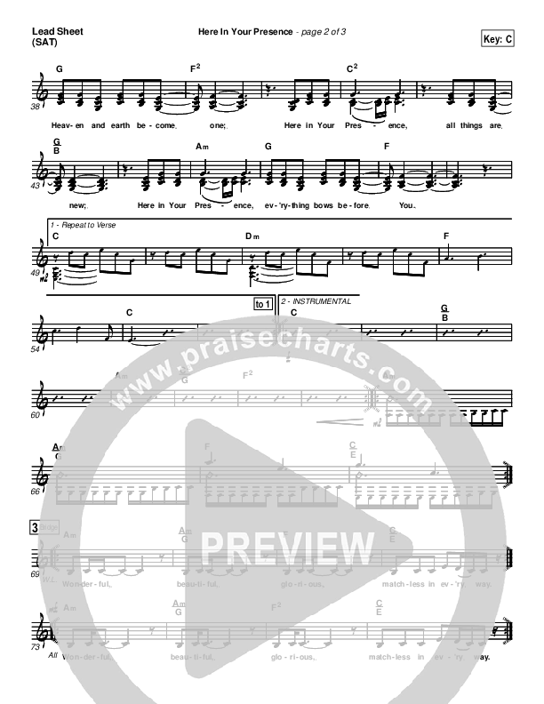 Here In Your Presence Lead Sheet (New Life Worship)