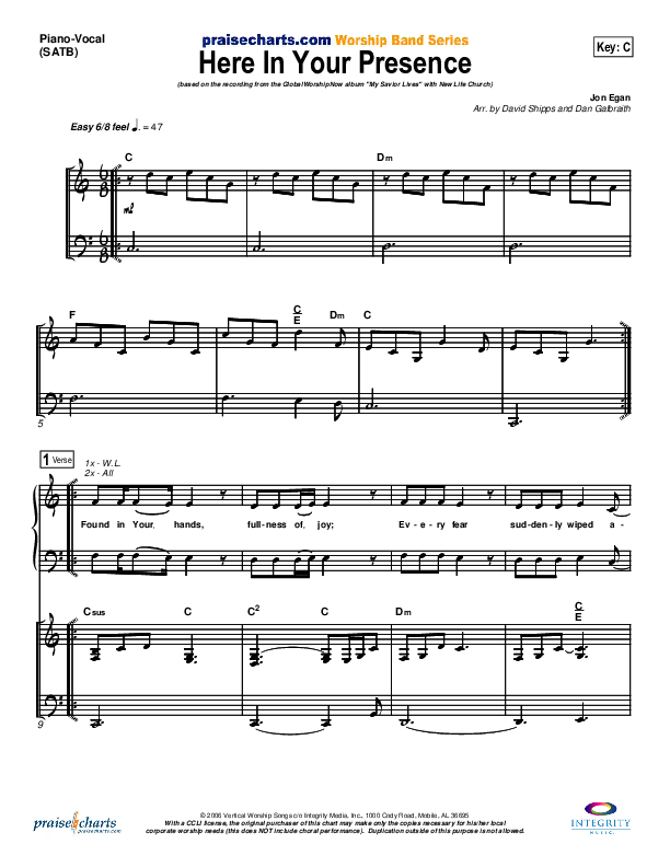 Here In Your Presence Piano/Vocal (New Life Worship)