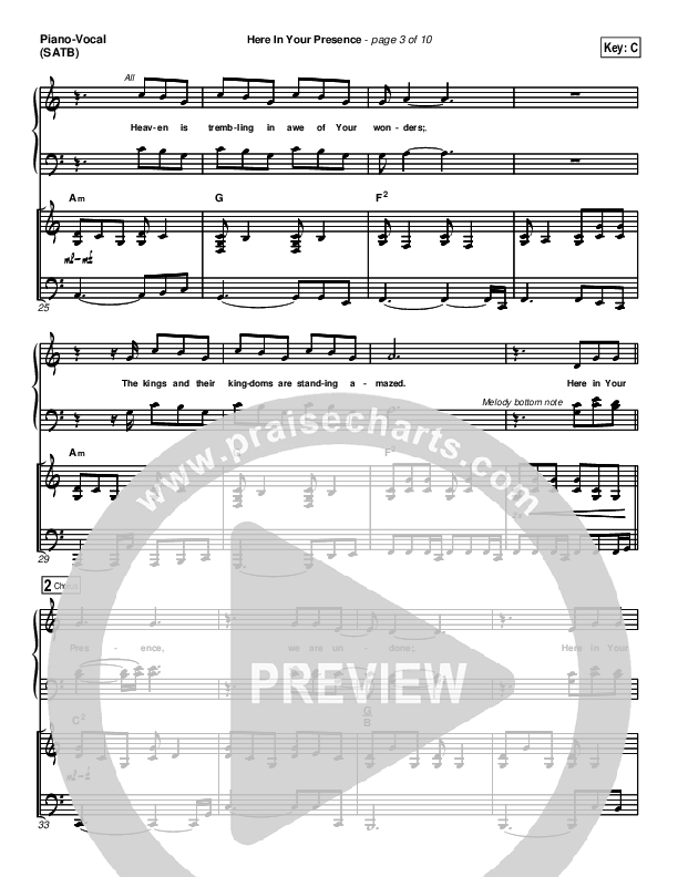 Here In Your Presence Piano/Vocal (SATB) (New Life Worship)