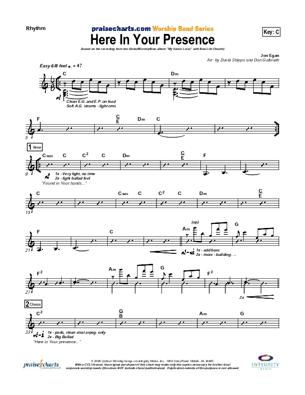 Here In Your Presence Rhythm Chart (New Life Worship)