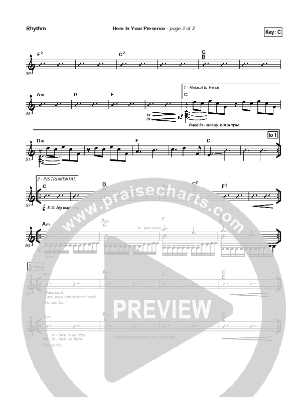 Here In Your Presence Rhythm Chart (New Life Worship)