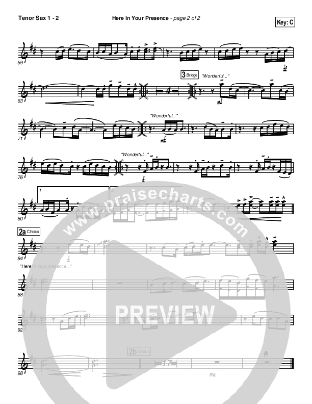 Here In Your Presence Tenor Sax 1/2 (New Life Worship)