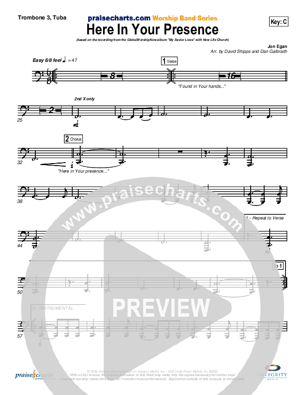 Here In Your Presence Trombone 3/Tuba (New Life Worship)