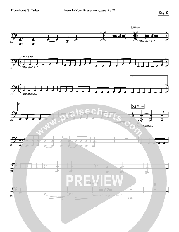 Here In Your Presence Trombone 3/Tuba (New Life Worship)