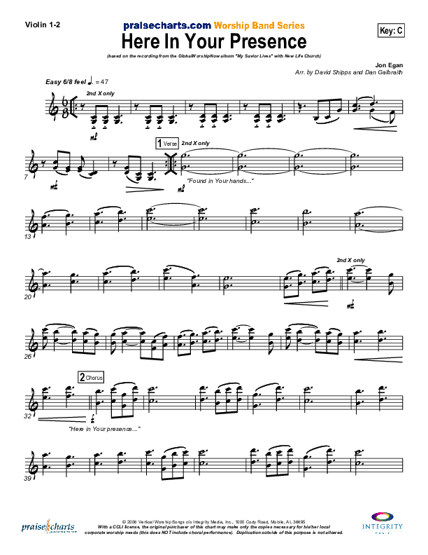 Here In Your Presence Violin 1/2 (New Life Worship)