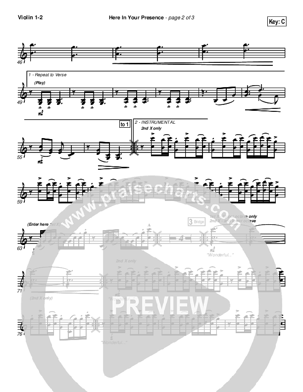 Here In Your Presence Violin 1/2 (New Life Worship)