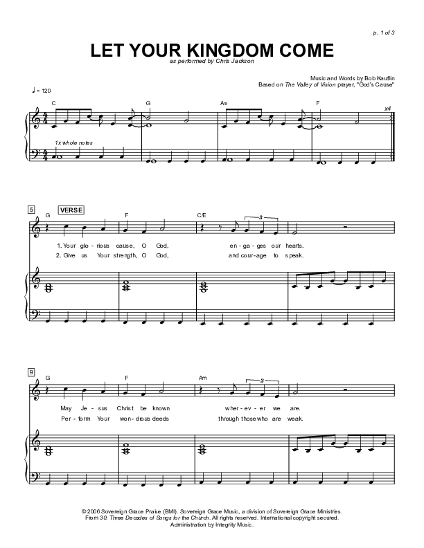 Let Your Kingdom Come Lead & Piano (Sovereign Grace / Chris Jackson)