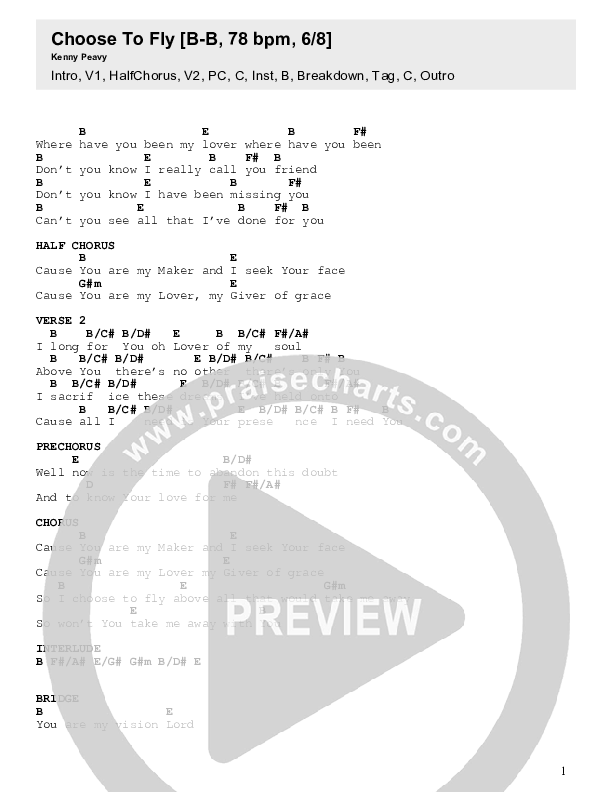 Choose To Fly Chords & Lyrics (Kenny Peavy)