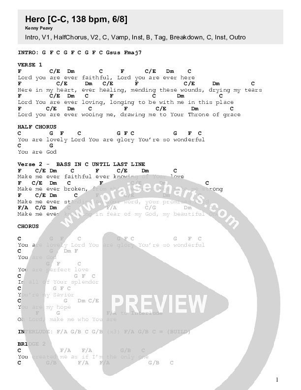 Hero Chords & Lyrics (Kenny Peavy)