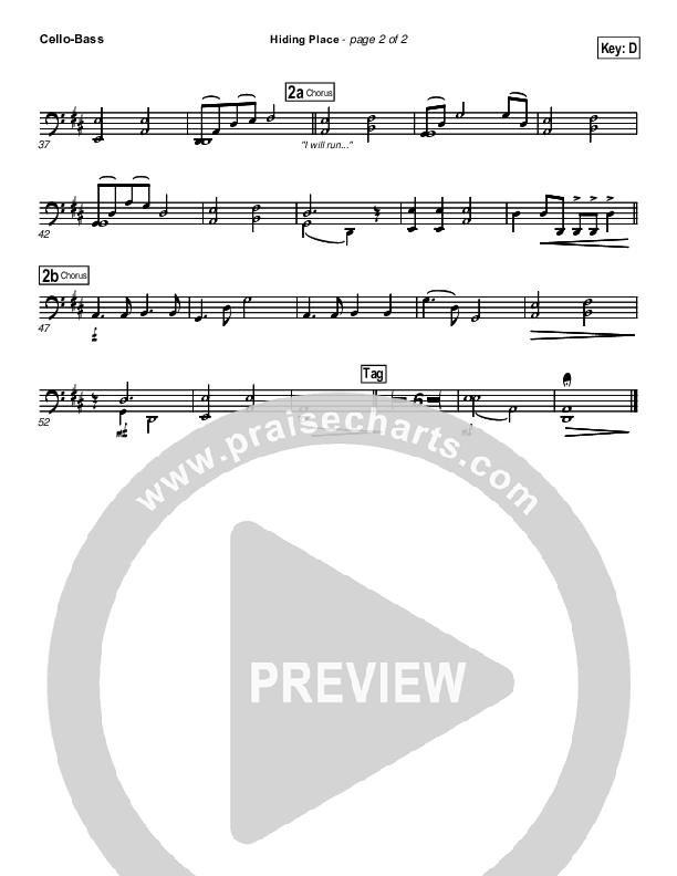 Hiding Place Cello/Bass (New Life Worship)