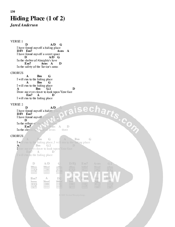 Hiding Place Chord Chart (New Life Worship)
