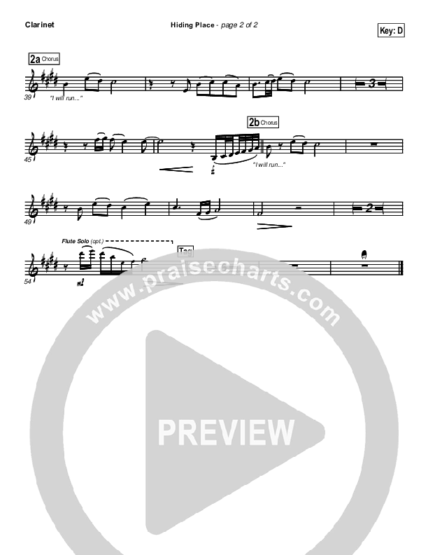 Hiding Place Clarinet (New Life Worship)